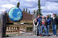 Group photo at the Arctic Circle sign